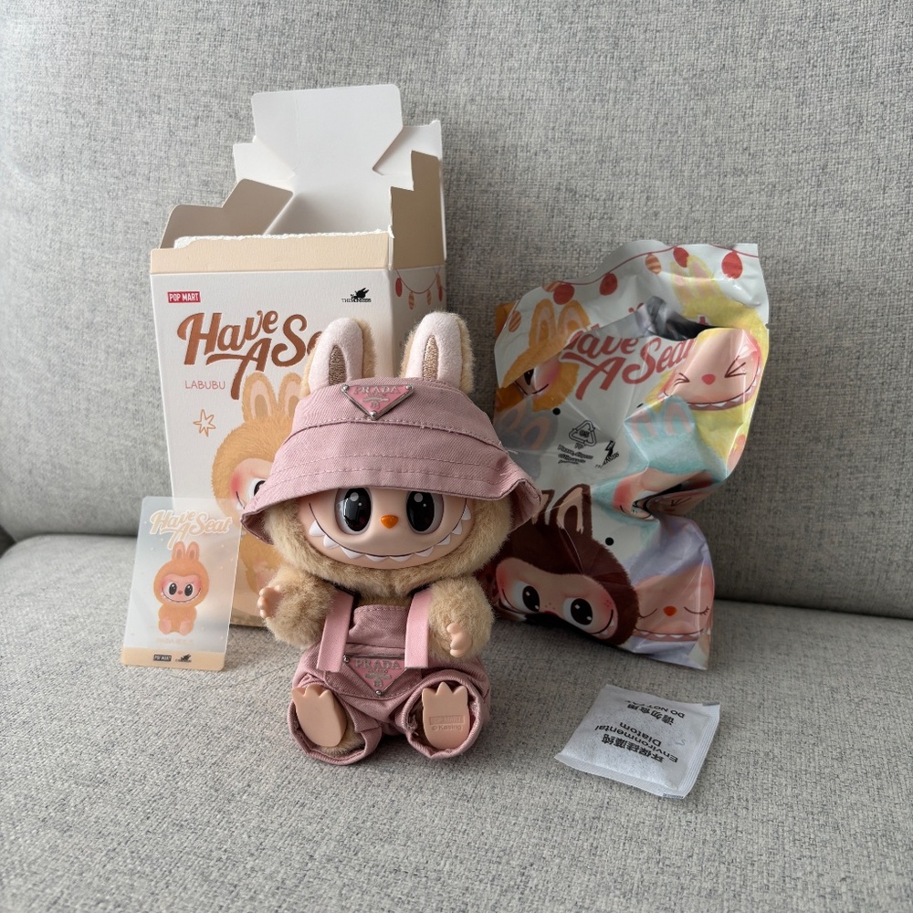 Pop Mart Labubu BABA The Monsters Have A Seat Plush Pendant w/ Prada Outfit